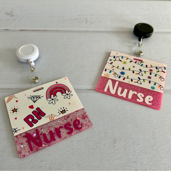 Glitter Badge Buddy | Nurse Card Holder | RN ID Tag Backer and Retractable Reel - Picture 2 of 11